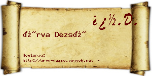 Árva Dezső névjegykártya