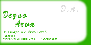 dezso arva business card
