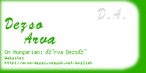 dezso arva business card